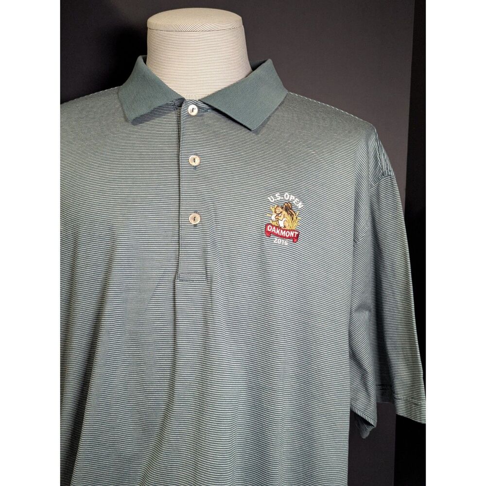 Peter Millar 2016 US Open Oakmont Golf Polo Shirt Striped Mens 2XL XXL Logo